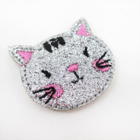 Glitter Cat Face Embroidery Patch