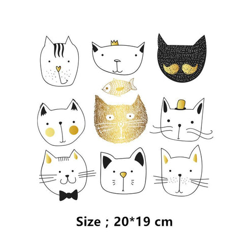 Cartoon Black Graffiti Cat Face Patches