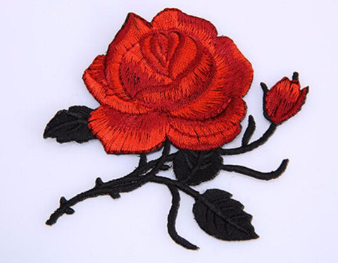 Elegant Rose Embroidery Iron On Patch