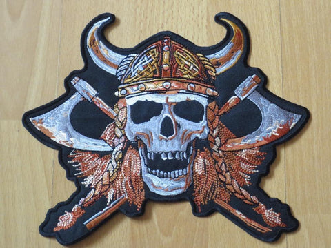 Skeleton with Ax Viking Patch