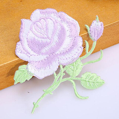 Elegant Rose Embroidery Iron On Patch