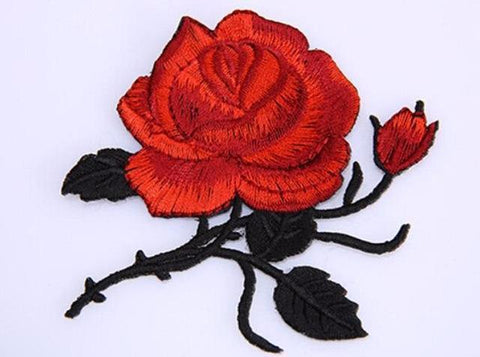Elegant Rose Embroidery Iron On Patch