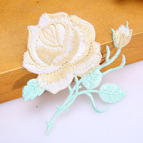 Elegant Rose Embroidery Iron On Patch