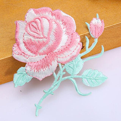 Elegant Rose Embroidery Iron On Patch