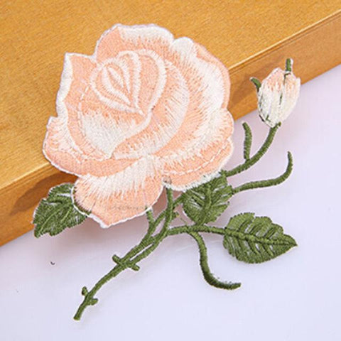 Elegant Rose Embroidery Iron On Patch
